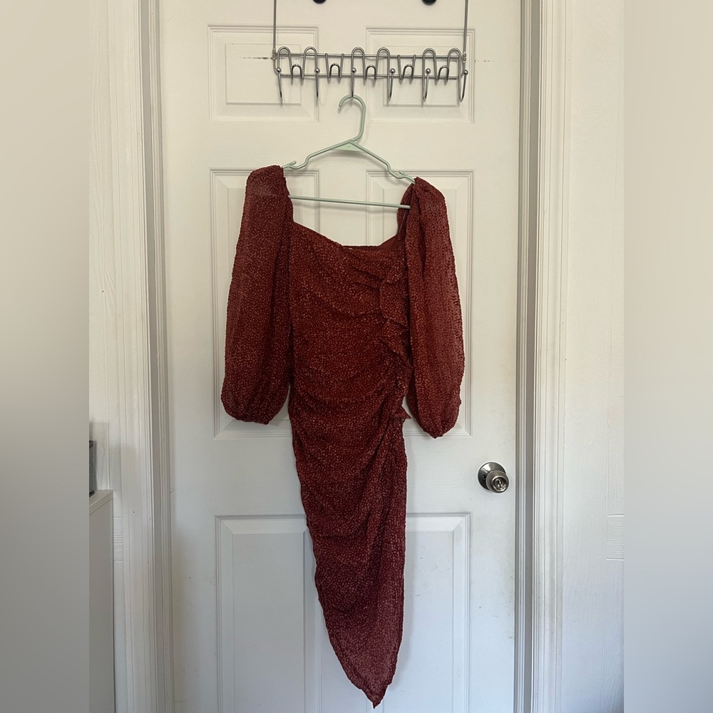 Astr Elegant Red Ruched Dress